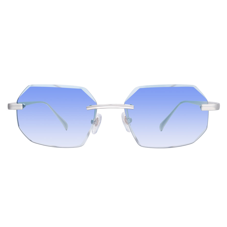 نظارات نسائية فضة قص الماس ازرق سماوي